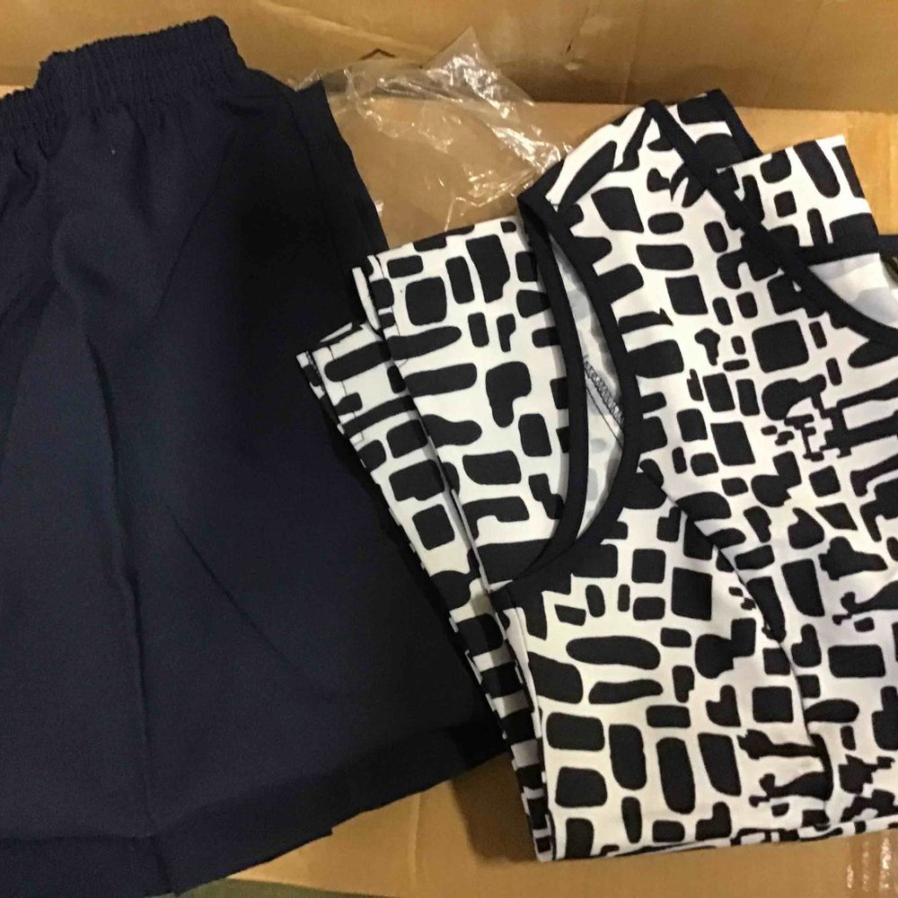 Salon Studio 3 piece pants, jacket and shirt. Brand new. Blue and white. Large